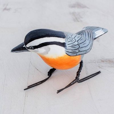 Alternate image for Ceramic Figurine of a Red-Breasted Nuthatch from Guatemala Red-Breasted Nuthatch