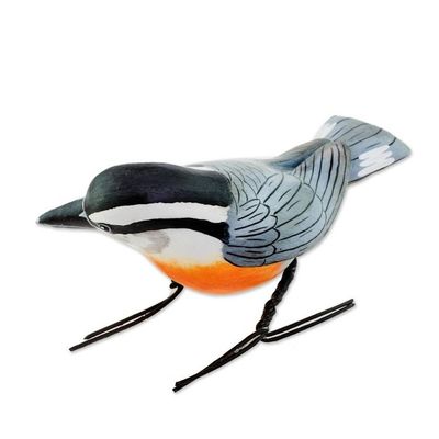 Alternate image for Ceramic Figurine of a Red-Breasted Nuthatch from Guatemala Red-Breasted Nuthatch