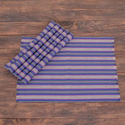 Primary image for Blue Striped Placemats Set of 6 Solola Blue