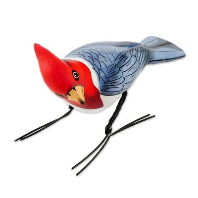 Alternate image for Ceramic Figurine of a Red-Crested Cardinal from Guatemala Red-Crested Cardinal