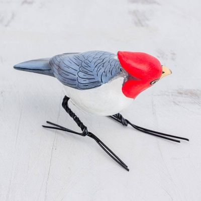 Alternate image for Ceramic Figurine of a Red-Crested Cardinal from Guatemala Red-Crested Cardinal