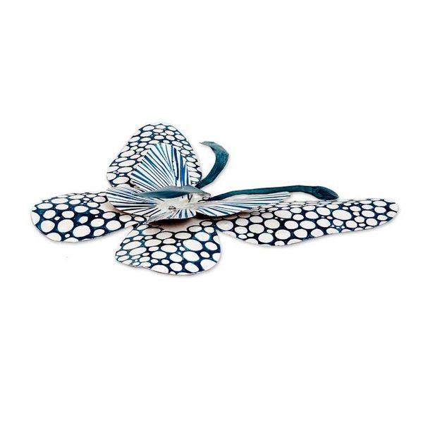 Alternate image for Speckled Butterfly-Shaped Steel Wall Art in Turquoise Blue Flutter in the Blue Moonlight