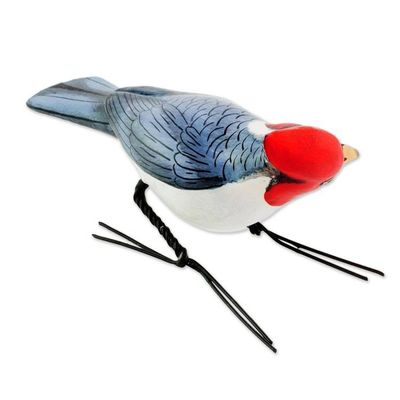 Alternate image for Ceramic Figurine of a Red-Crested Cardinal from Guatemala Red-Crested Cardinal