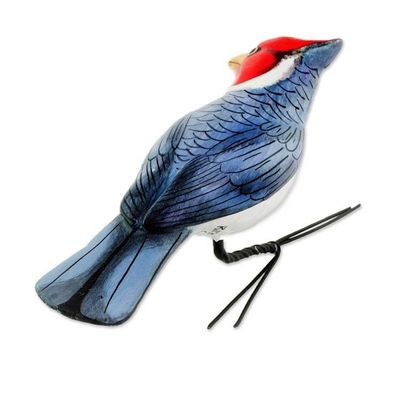 Alternate image for Ceramic Figurine of a Red-Crested Cardinal from Guatemala Red-Crested Cardinal
