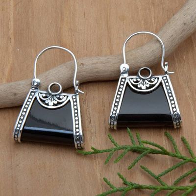 Primary image for Polished Handbag-Shaped Sterling Silver Hoop Earrings Chic Girl