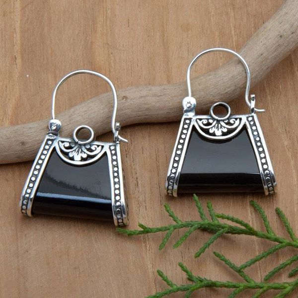 Alternate image for Polished Handbag-Shaped Sterling Silver Hoop Earrings Chic Girl