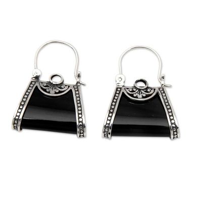 Alternate image for Polished Handbag-Shaped Sterling Silver Hoop Earrings Chic Girl