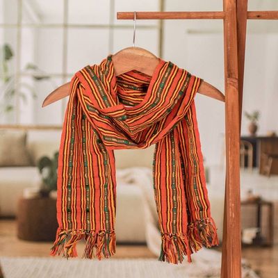 Primary image for Backstrap Loom Woven Cotton Scarf from Guatemalan Artisan Summer Rays