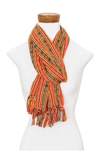 Alternate image for Backstrap Loom Woven Cotton Scarf from Guatemalan Artisan Summer Rays