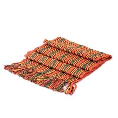 Alternate image for Backstrap Loom Woven Cotton Scarf from Guatemalan Artisan Summer Rays