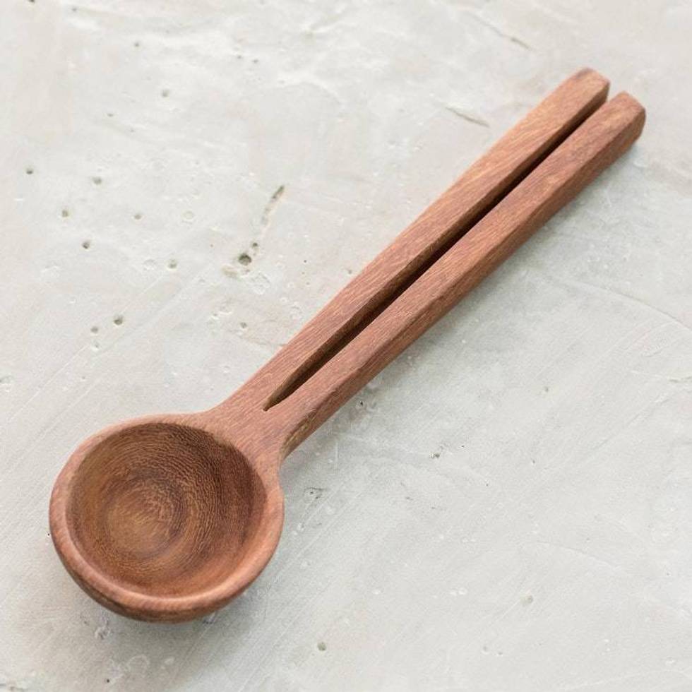 Hand Carved Wood Serving Spoon 'Memorable Meal'