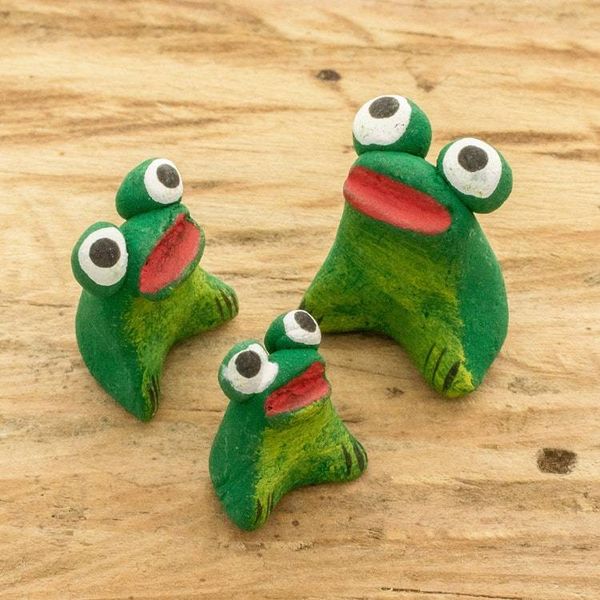 Alternate image for Set of 3 Handcrafted Frog Ceramic Figurines from Guatemala Frog Reunion