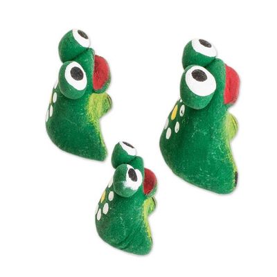 Alternate image for Set of 3 Handcrafted Frog Ceramic Figurines from Guatemala Frog Reunion