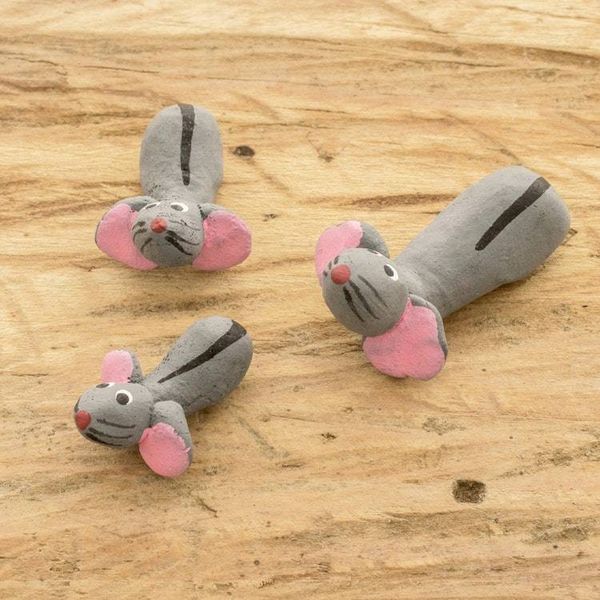 Alternate image for Set of 3 Handcrafted Mouse Ceramic Figurines from Guatemala Mouse Family