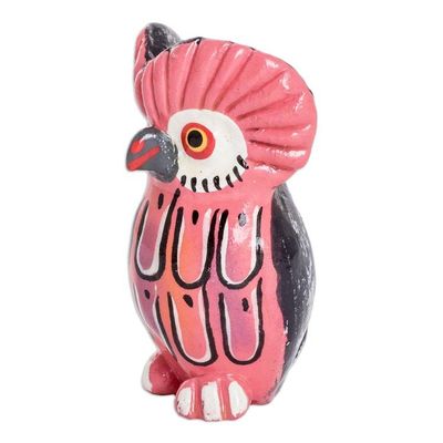 Alternate image for Ceramic Owl Figurine in Pink Hand-Painted in Guatemala Sweet Tecolote