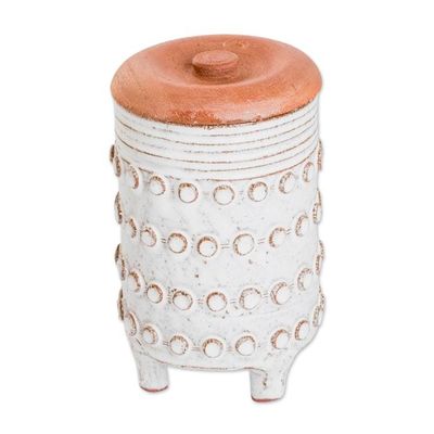 Alternate image for Textured White Ceramic Sugar Bowl with Wood Lid Sweet Encounter