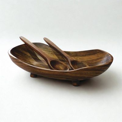 Primary image for Serving and Decorative Bowl Hand-Carved from Conacaste Wood Rustico Salad Set