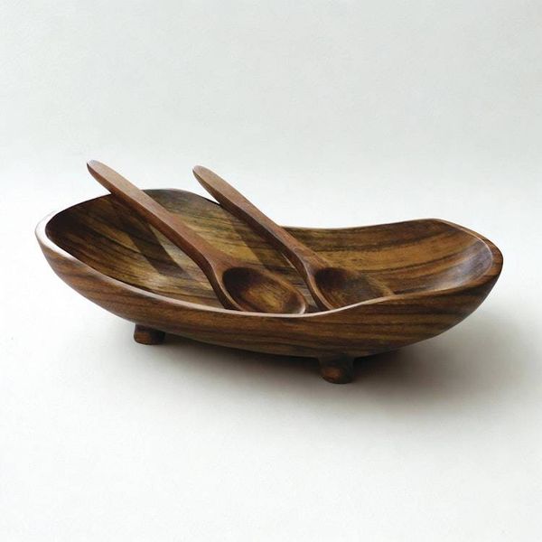 Alternate image for Serving and Decorative Bowl Hand-Carved from Conacaste Wood Rustico Salad Set