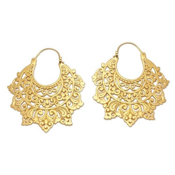 Alternate image for Handmade Gold-Plated Hoop Earrings from Bali Beyond Fear