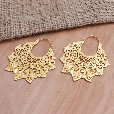 Alternate image for Handmade Gold-Plated Hoop Earrings from Bali Beyond Fear