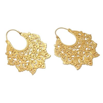 Alternate image for Handmade Gold-Plated Hoop Earrings from Bali Beyond Fear