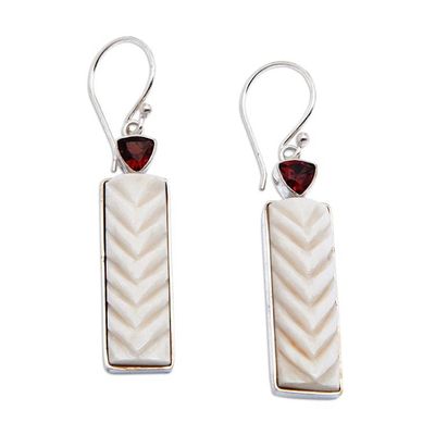 Alternate image for Modern Rectangle One-Carat Natural Garnet Dangle Earrings Passionate Runway