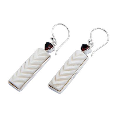 Alternate image for Modern Rectangle One-Carat Natural Garnet Dangle Earrings Passionate Runway