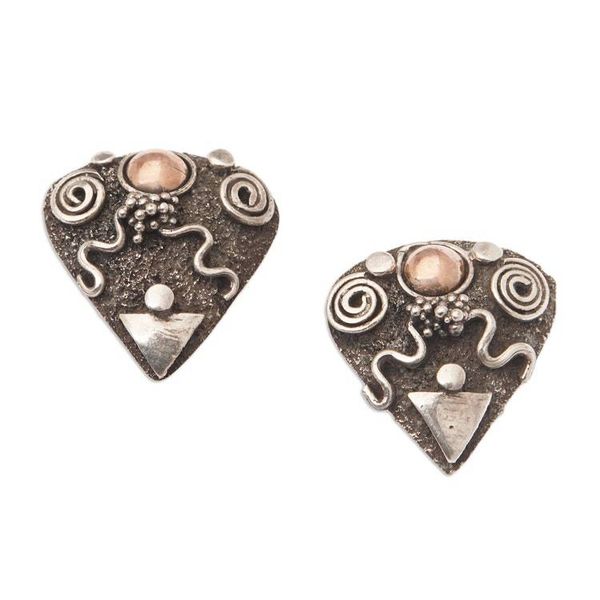 Alternate image for Traditional Balinese 18k Gold-Accented Button Earrings Spiritual Portals