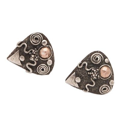 Alternate image for Traditional Balinese 18k Gold-Accented Button Earrings Spiritual Portals