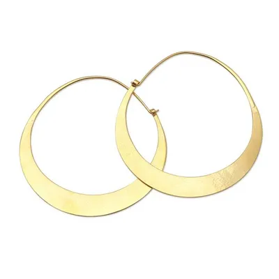 Alternate image for Moern Gold-Plated Hoop Earrings Moon Halo