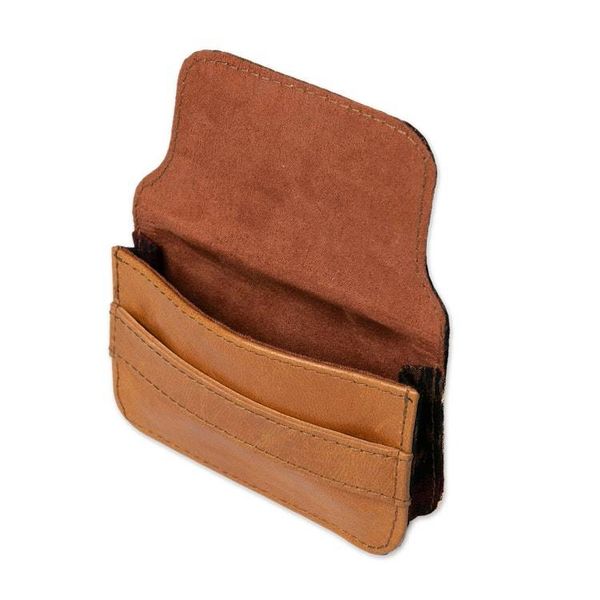 Alternate image for Mens Ikat Wallet in Brown Red and Black with Leather Accent Brown Woven