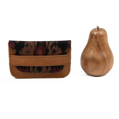 Alternate image for Mens Ikat Wallet in Brown Red and Black with Leather Accent Brown Woven