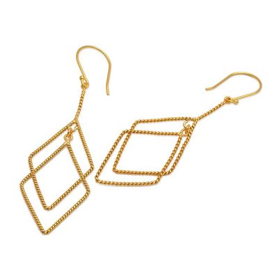 Alternate image for Geometric-Inspired 18k Gold-Plated Brass Dangle Earrings Intertwined Geometry