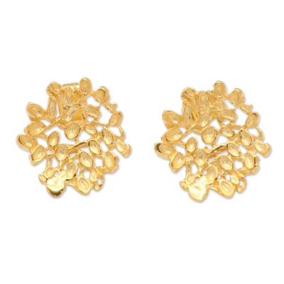 Alternate image for Leafy 18k Gold-Plated Drop Earrings in a Polished Finish Fern Light