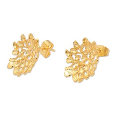 Alternate image for Leafy 18k Gold-Plated Drop Earrings in a Polished Finish Fern Light