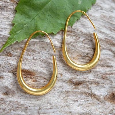 Alternate image for Modern 18k Gold-Plated Brass Half-Hoop Earrings from Bali Tie to Beauty