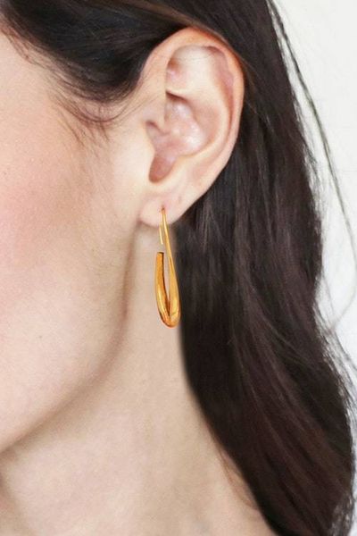 Alternate image for Modern 18k Gold-Plated Brass Half-Hoop Earrings from Bali Tie to Beauty