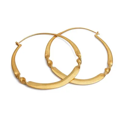 Alternate image for 18k Gold-Plated Brass Twisted Hoop Earrings Made in Bali Victorious Forge