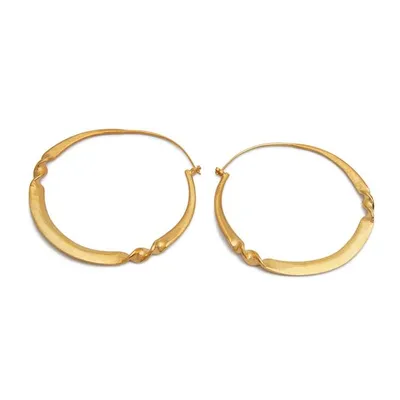 Alternate image for 18k Gold-Plated Brass Twisted Hoop Earrings Made in Bali Victorious Forge