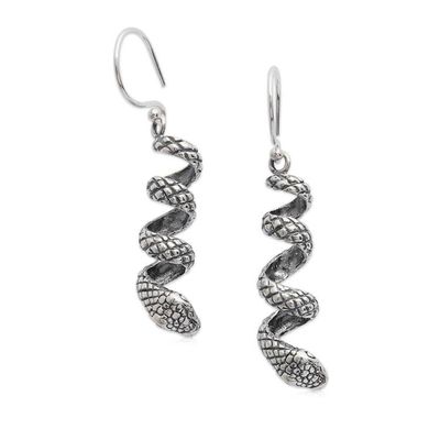 Alternate image for Folk Art-Inspired Sterling Silver Snake Dangle Earrings Dancing Snake