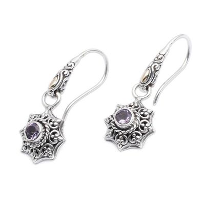 Alternate image for Artisan-Made Sun-Shaped Faceted Amethyst Dangle Earrings Wise Sunshine