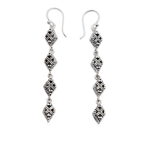 Alternate image for Geometric Rhombus-Themed Sterling Silver Dangle Earrings Rhombus Delight