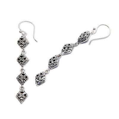 Alternate image for Geometric Rhombus-Themed Sterling Silver Dangle Earrings Rhombus Delight