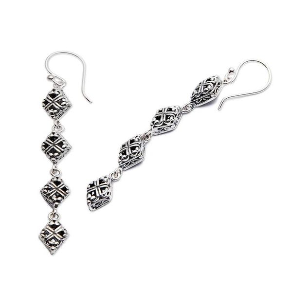 Alternate image for Geometric Rhombus-Themed Sterling Silver Dangle Earrings Rhombus Delight