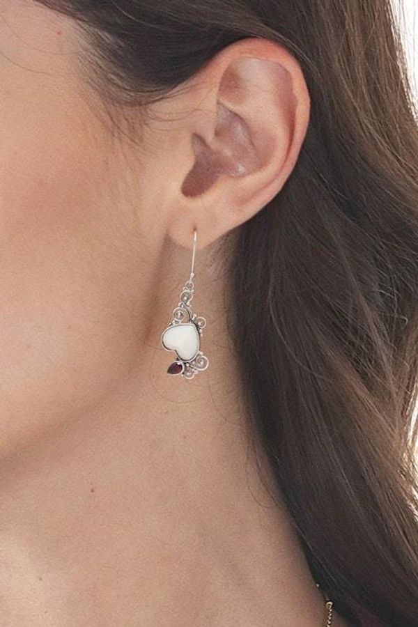 Alternate image for Romantic Classic Natural Garnet Dangle Earrings from Bali Romantic Peaks