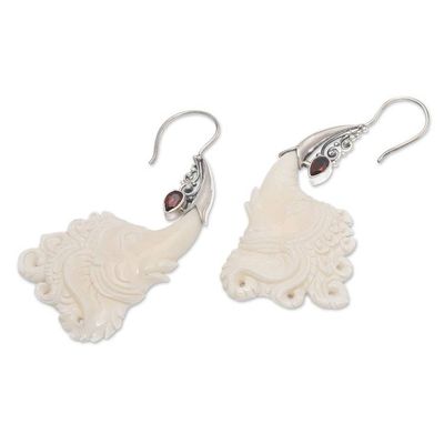 Alternate image for Ganesha-Themed Sterling Silver and Garnet Drop Earrings Romance by Ganesh