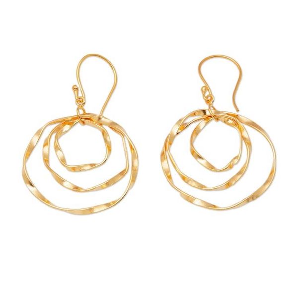 Alternate image for Whirlpool-Shaped 18k Gold-Plated Brass Dangle Earrings Victory Whirlpool