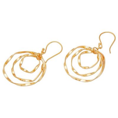 Alternate image for Whirlpool-Shaped 18k Gold-Plated Brass Dangle Earrings Victory Whirlpool