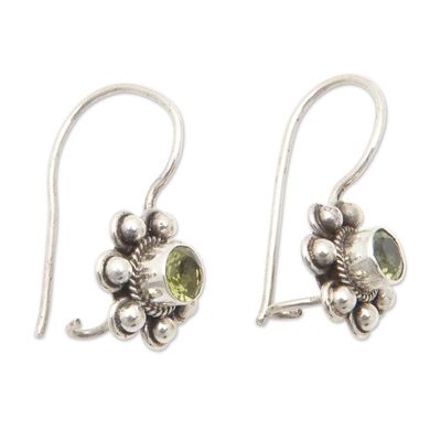 Alternate image for Polished Sterling Silver Drop Earrings with Peridot Gems Fortune Planets