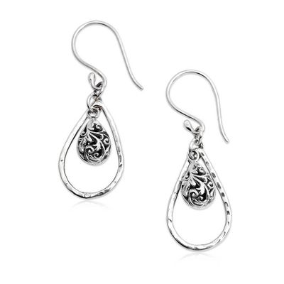 Alternate image for Sterling Silver Dangle Earrings with Swaying Bell Accents Heart of Bell